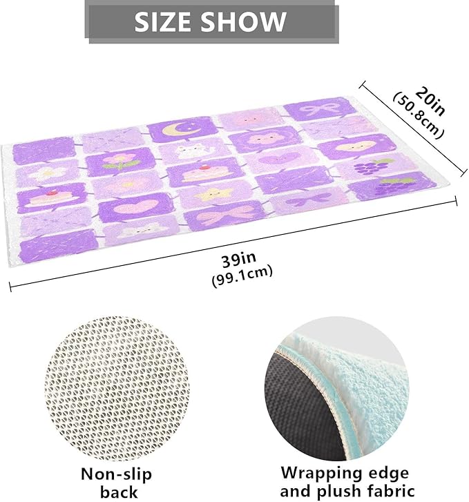 Purple Flower Cake Grid Bath mats - Image 3