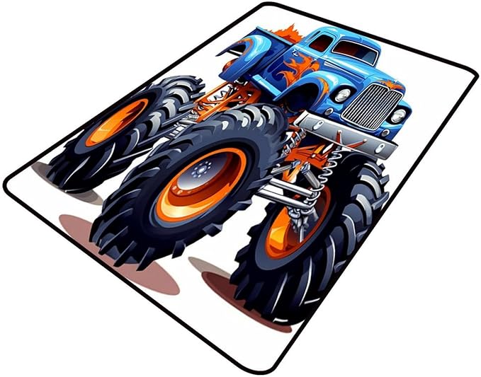 Area Rug - Cartoon Monster Truck Printing Patterns Reversible Area Rugs Fade by Snarena
