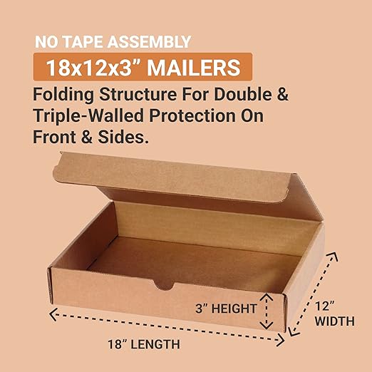 BOX USA Shipping Boxes Small 18"L x 12"W x 3"H 25-Pack - Image 2