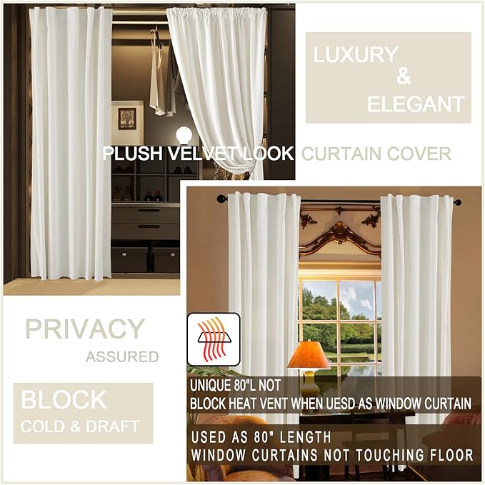 XTMYI Velvet Closet Curtain for Open Closet, Soft Doorway Curtain Panel - Image 3