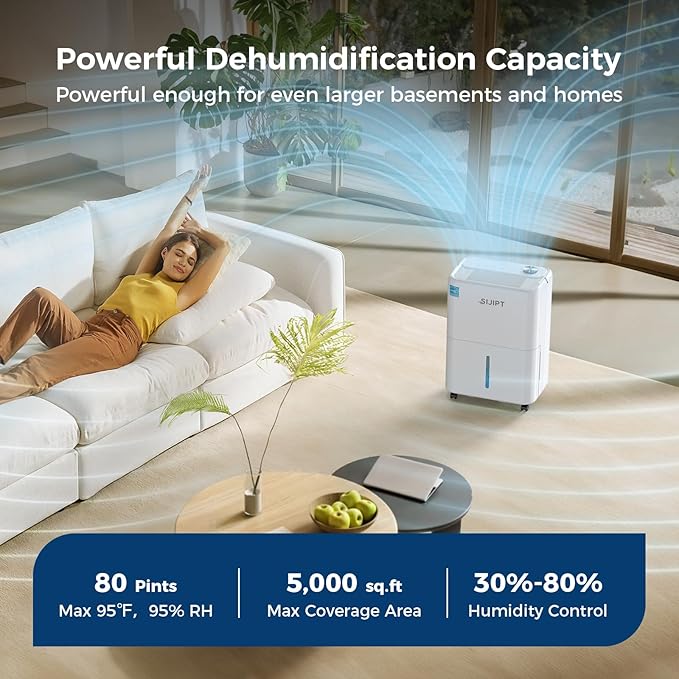 80 Pints Dehumidifier with Pump, Sijipt Energy Star Dehumidifier - Image 3