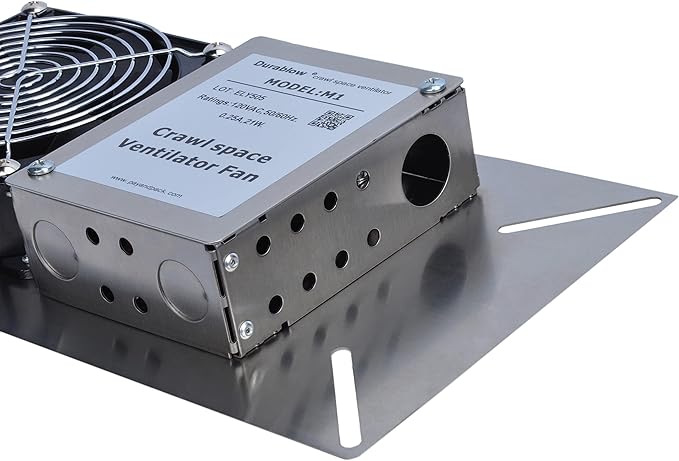 Durablow M1P 110 CFM Air-Out Stainless Steel Crawl Space Vent Fan, Foundation - Image 3