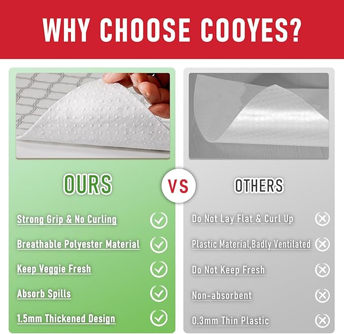 Cooyes Felt Shelf Liners for Drawer & Kitchen Cabinet, 12 Pack, Non Slip Fridge - Image 8
