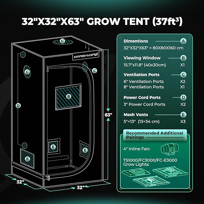 MARS HYDRO 2.6x2.6 Advanced Grow Tent, - Image 9