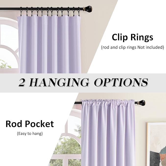 DONREN 96 Inches Long 2 Panels Blackout Curtain Panels - Image 2