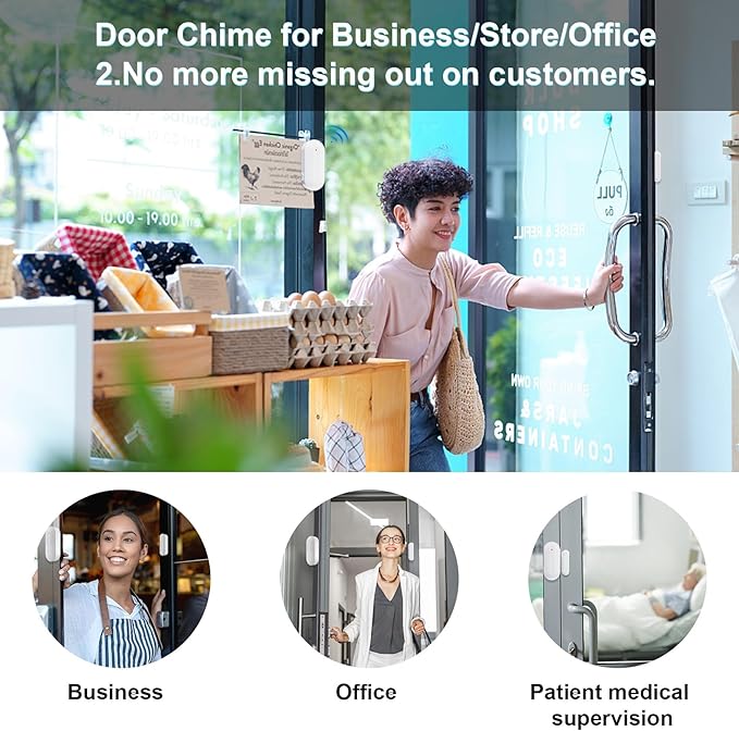 Door Chime, SanJie Wireless Door Sensor Chime When Door Opens, Door Entry Alarm - Image 4