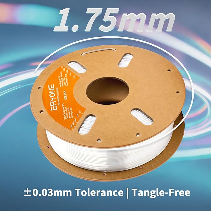 ERYONE Silk PLA Filament for 3D Printer, 1.75mm +/- 0.03mm, Silk White - Image 5
