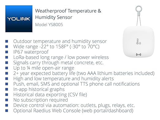 YoLink Smart Outdoor Temperature & Humidity Sensor, Hygrometer, Thermometer - Image 2