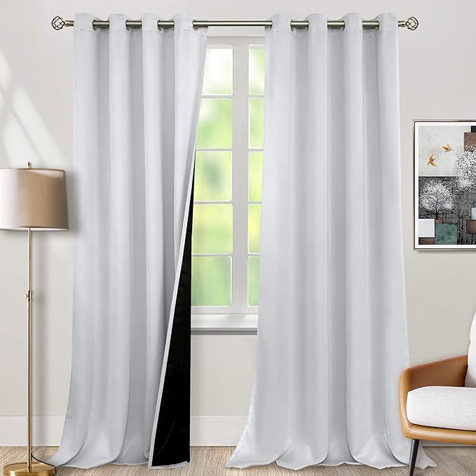 BGment Greyish White 100% Blackout Curtains 108 Inch Long 2 Panles Set by BGment