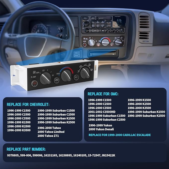 A/C Heater Control Panel with Rear Window Defogger - Image 2