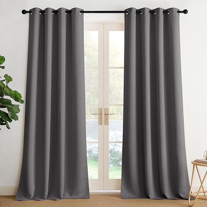 NICETOWN Room Darkening Draperies Curtains Panels, 2 Panels Grey W52 x L96 by NICETOWN