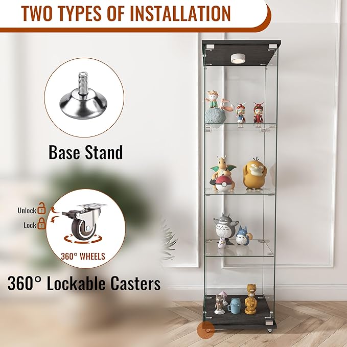 Yoluckea 4-Tier Glass Display Cabinet - Image 5