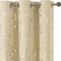 BUHUA Blackout Curtains Gold Foil Print Flower Vine Grommet Drapes, Room by BUHUA