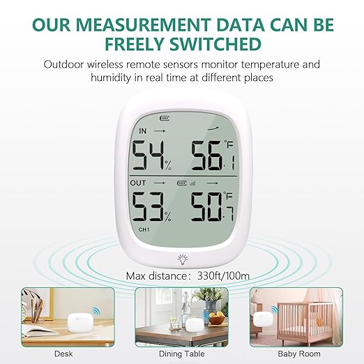 Indoor Outdoor Thermometer Wireless, Outside Digital Thermometer Humidity - Image 2