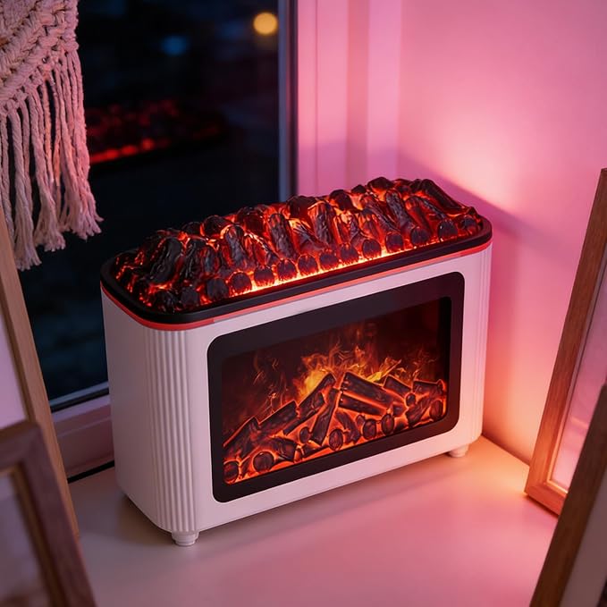 Aroma Diffuser with Fireplace Effect | 160 ml Ultrasonic Quiet Humidifier with - Image 7