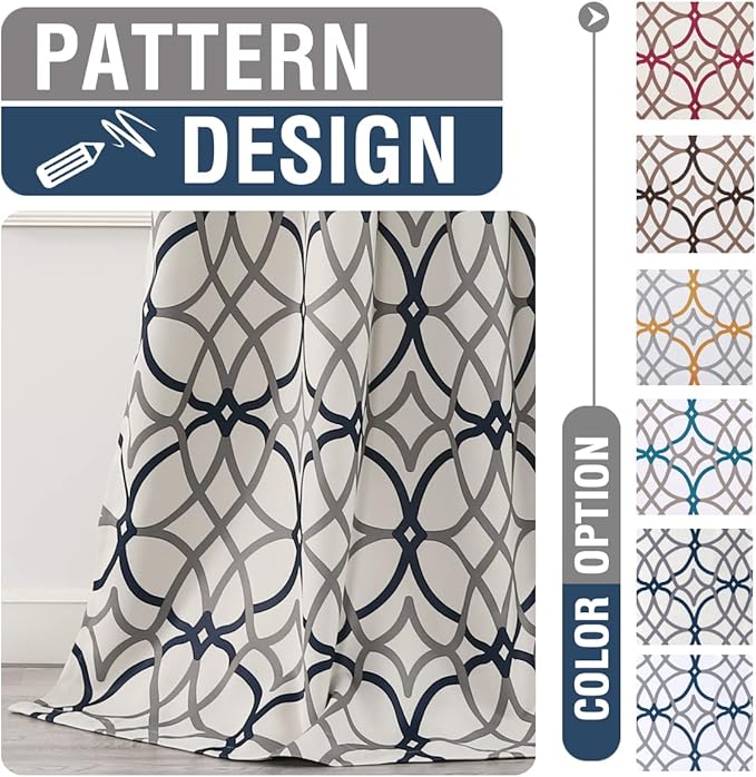 H.VERSAILTEX Blackout Curtains Printed Design 96 Inch Length 2 Panels Set - Image 5