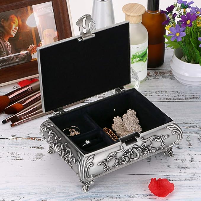 Hipiwe Vintage Metal Jewelry Box Small Trinket Jewelry Storage box - Image 2