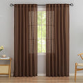 Coffee Brown Linen Back Tab Curtains 84 Inches Long 2 Panels Set by DONREN