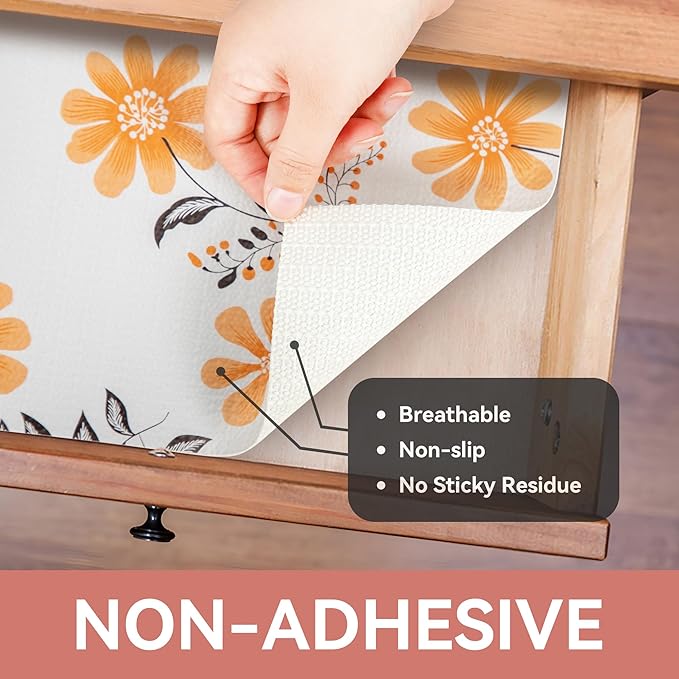 RAY STAR Shelf Liner, 18 Inch x 8 Feet Non Adhesive Daisy Floral Printed - Image 8