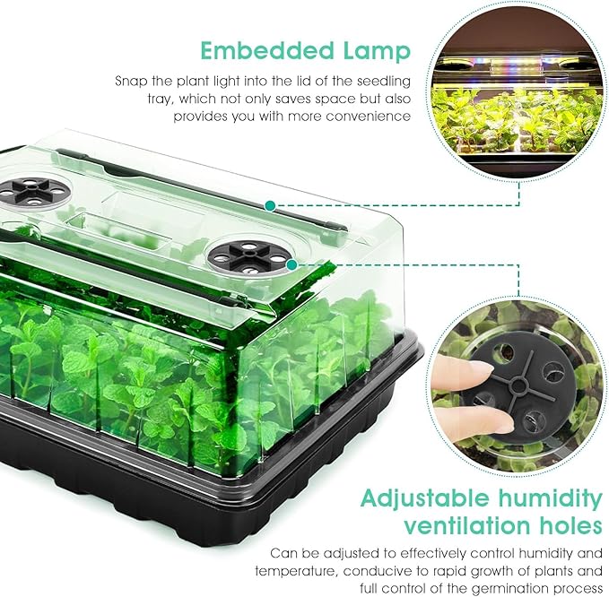 Seed Starter Tray with Grow Light, 192-Cell Seed Starter Kit, Seedling Starter - Image 4
