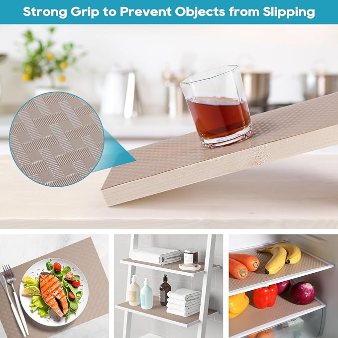 Beige Shelf Liners for Kitchen Cabinets Refrigerator Liners Waterproof & - Image 7