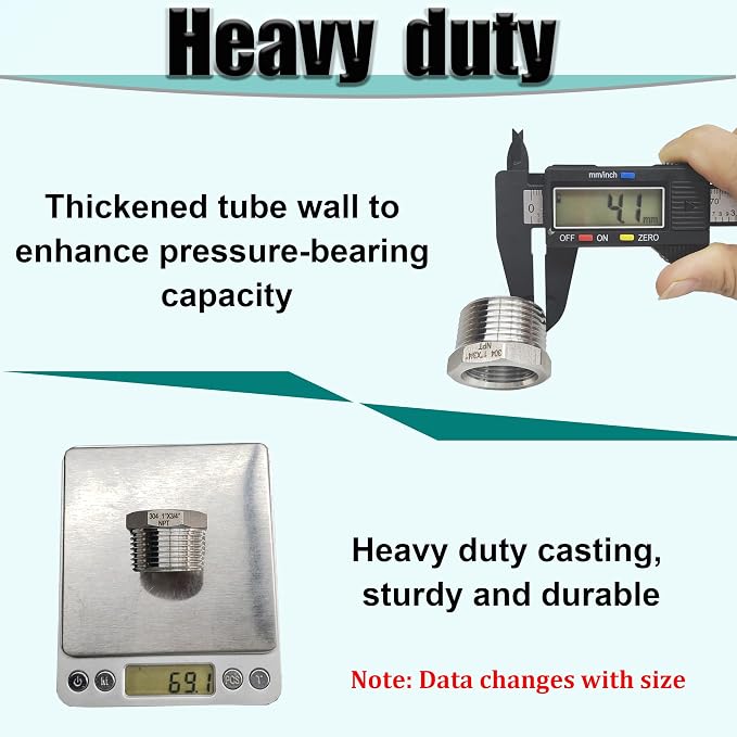 3/4" NPT Male to 1/2" NPT Female Hex Bushing Reducer, 304 Stainless Steel - Image 4