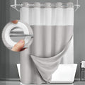 No Hook Shower Curtain and Liner Set, Light Grey Hotel Waffle Shower Curtain by Unknown