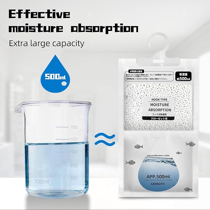 Hanging Moisture Absorbers, Portable Dehumidifier Bags, Fragrance Free Humidity - Image 3