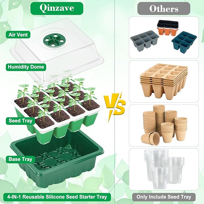 Reusable Silicone Seed Starter Tray, 60 Cells Seed Starter Kit - Image 3