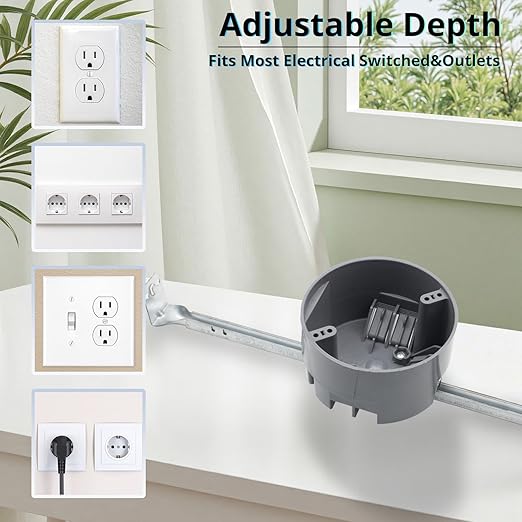 MAKERELE 4" Dia PVC Adjustable Round Ceiling Outlet Electrical Box, 20 - Image 3