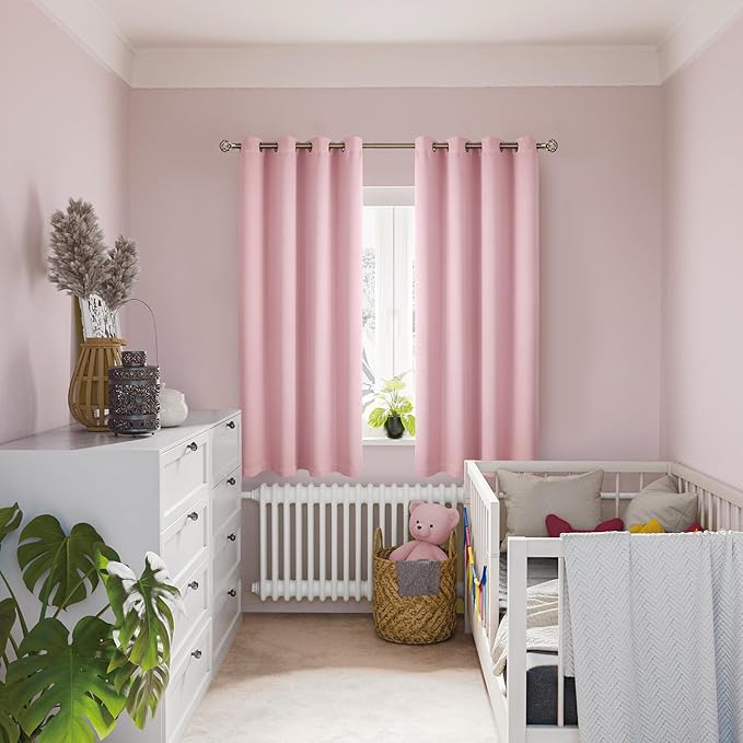 BGment Baby Pink 100% Blackout Curtains - Image 2