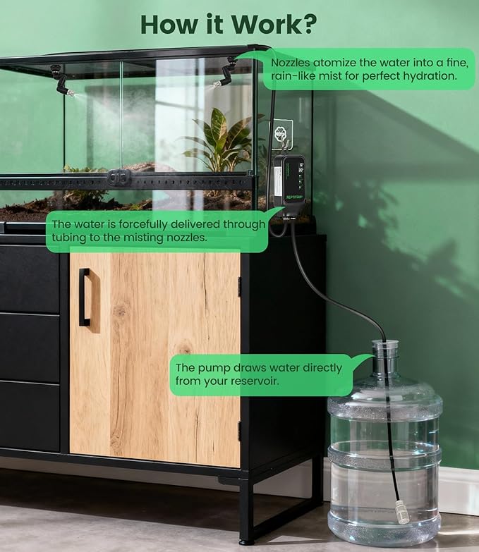 Reptile Mister System with Timer, Reptile Humidifiers Automatic, 360°Adjustable - Image 3