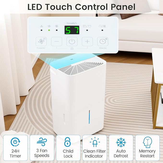 DORTALA 150 Pints Dehumidifier for 7000 Sq.Ft Large Rooms, Home Dehumidifier - Image 4