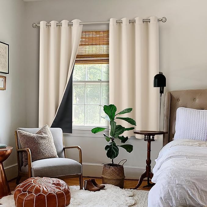 BGment Thermal Insulated 100% Blackout Curtains 45 Inch Length 2 Panels - Image 2