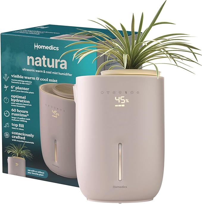 Homedics Natura Ultrasonic Warm & Cool Mist Humidifier, 1.3-Gal by Homedics