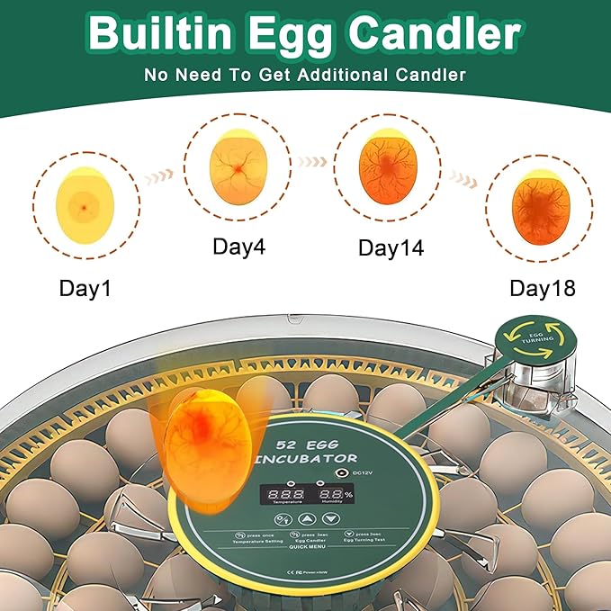 52 Egg Incubator with Automatic Egg Turning and Humidity Control, 360 Degree - Image 5