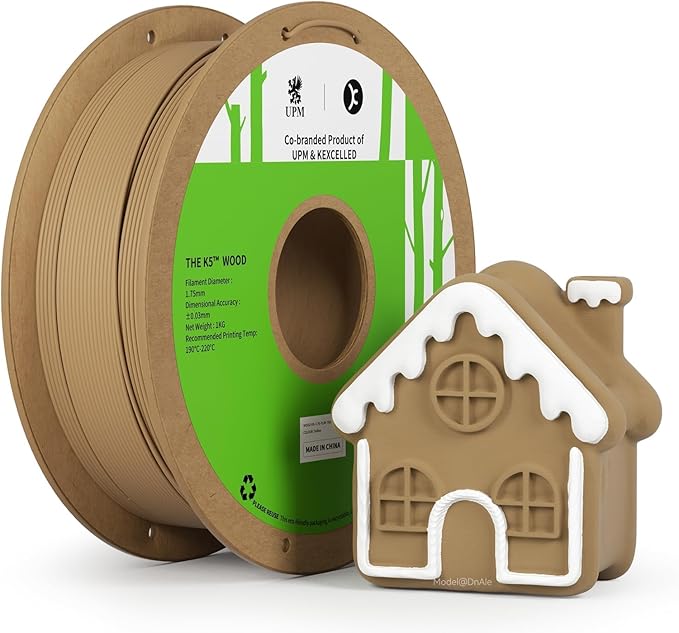 kexcelled Wood PLA Filament 1.75 mm, Real Wood PLA 3D Printer Filament by kexcelled