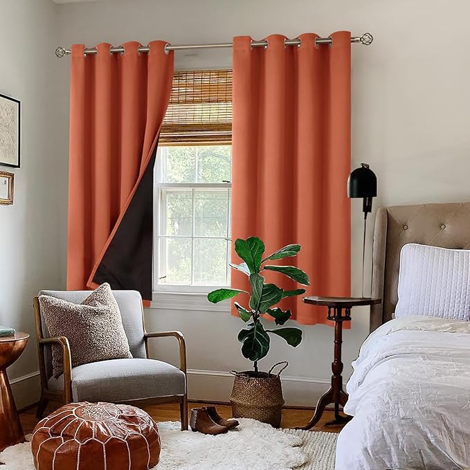BGment Thermal Insulated 100% Blackout Curtains 45 Inch Length 2 Panels - Image 2