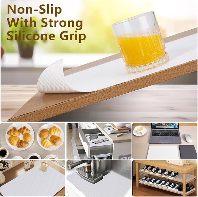 Shelf Liner, 11.8 Inches x 40 FEET Non-Slip Kitchen Cabinet Liner, Washable - Image 2