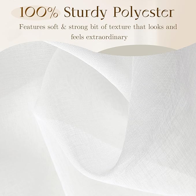 Dreaming Casa White Sheer Curtains 102 Inches Long, Rod Pocket & Back Tab Light - Image 2