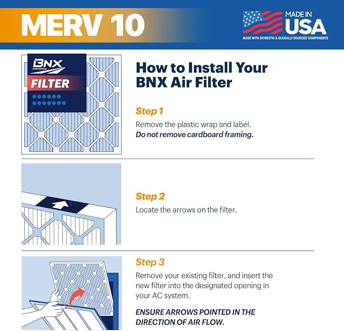 BNX TruFilter 20x24x1 MERV 10 AC Furnace Air Filter - Image 7