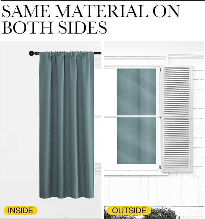 NICETOWN 2 Panels Blackout Curtains, Rod Pocket Thermal Insulated Drapes - Image 7
