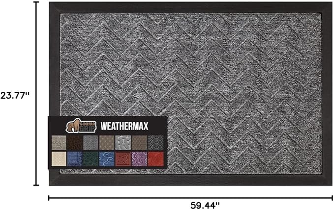 GORILLA GRIP 100% Waterproof All-Season WeatherMax Doormat, US Designed Natural - Image 2