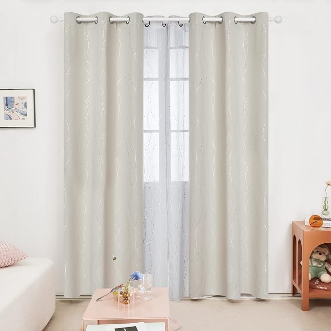 Deconovo Beige Curtains for Living Room, Thermal Insulated Soundproof Drapes - Image 2