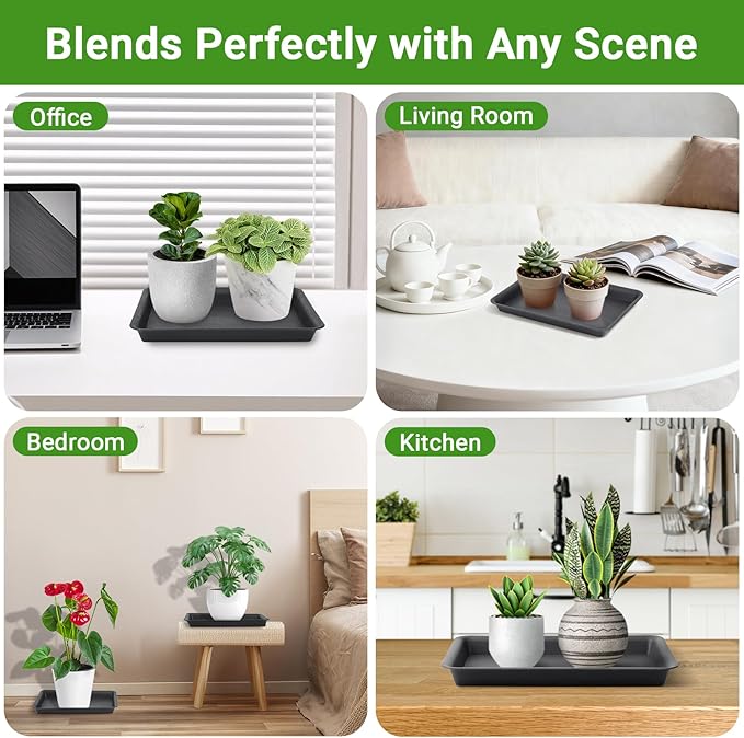 GREANER 3 Packs Plant Tray, 11 Inch Black Seed Starter Tray Rectangular - Image 6