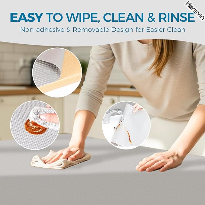 Hersvin Shelf Liners, 18in x 20ft Kitchen Drawer Mats, Non-Adhesive EVA - Image 6
