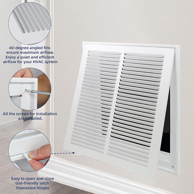 Return Air Grille Fit 24x10 Duct Opening, Steel Air Return Vent Cover Grill - Image 5