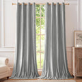 BULBUL Luxury Light Grey Velvet Curtains 108 inches Elegant Living Room Curtain by ModernShinyVelvetCurtains