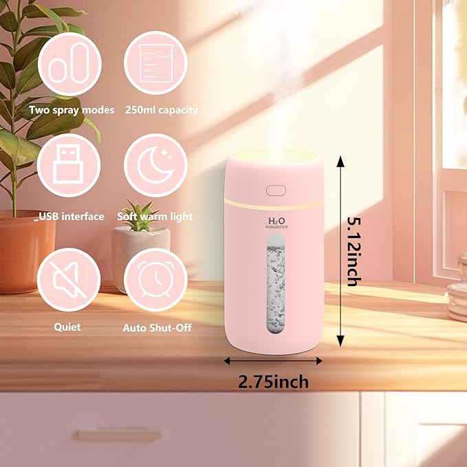 Lisacool Small Humidifier, Portable Mini Humidifier - Image 2