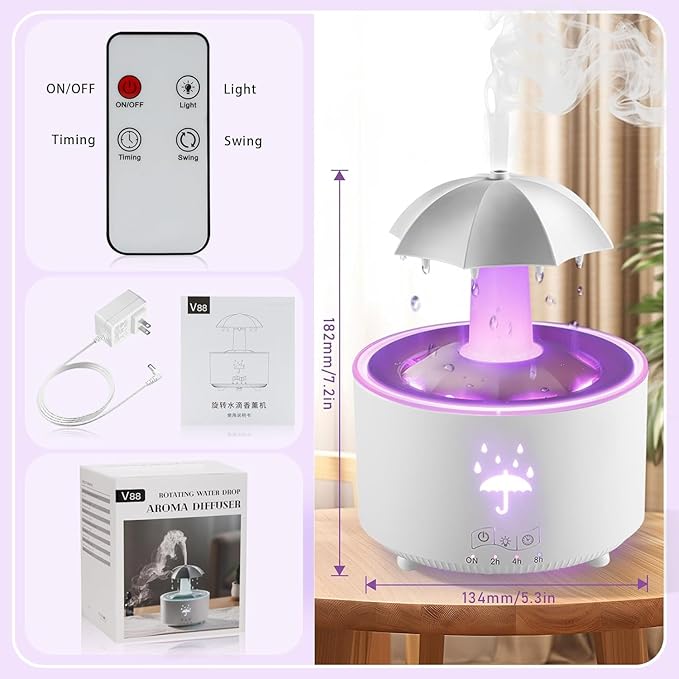 Humidifier for Bedroom, Rotating Umbrella Diffuser - Image 7